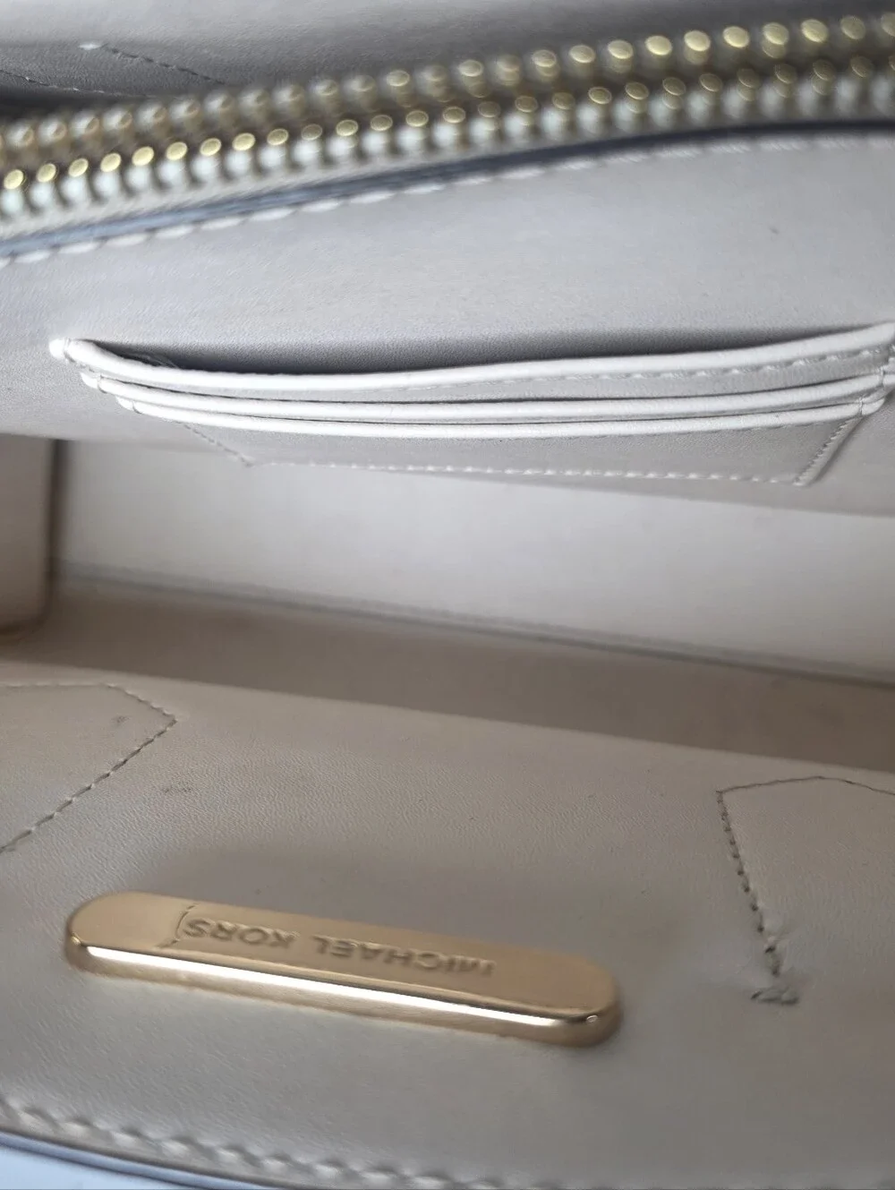 Michael Kors lvory Satchel with Gold Studded Hardware